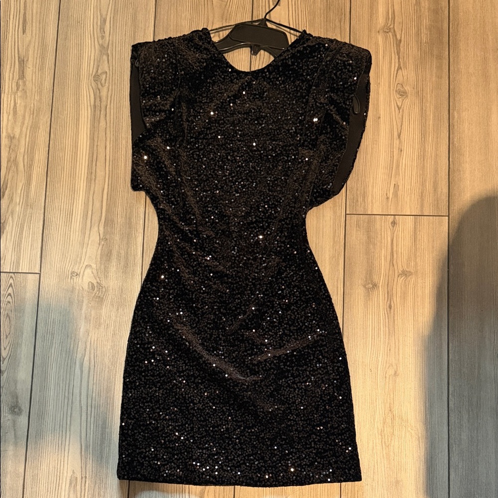 Zara Black Sequin Velvet Dress - perfect for Christmas and new years!